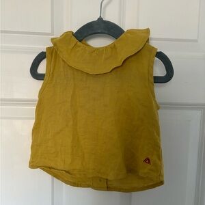 COPY - Maison Frida sleeveless ruffle collar button back top  12-18 months